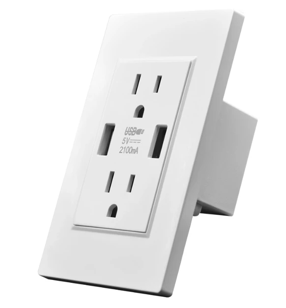 Dual USB Wall Outlet Port 15A Power Socket Charger AC Receptacle Plate Panel 110 - Image 2