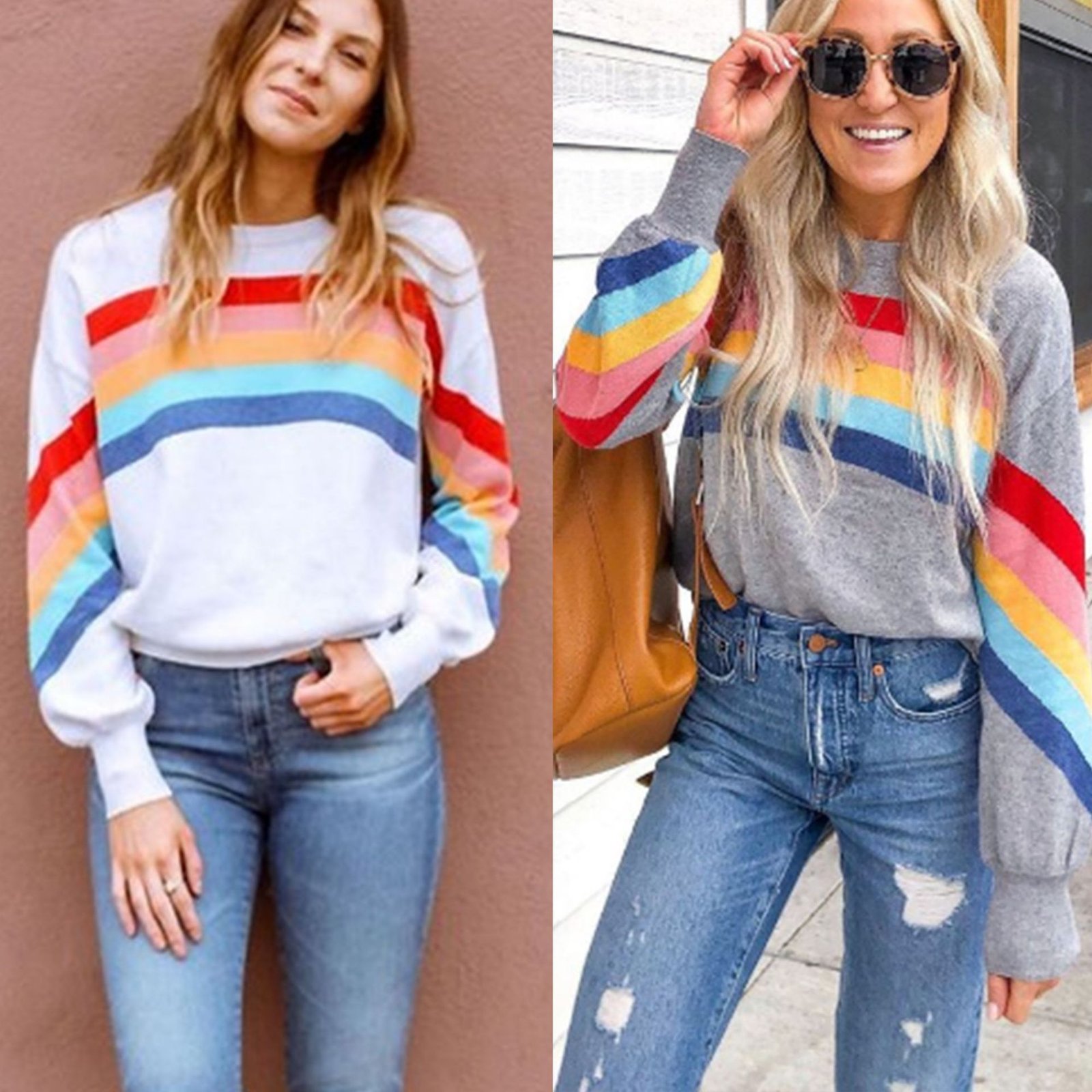 Spring And Summer Rainbow Pullover Casual Long Sleeve Sweatshirt - Image 2