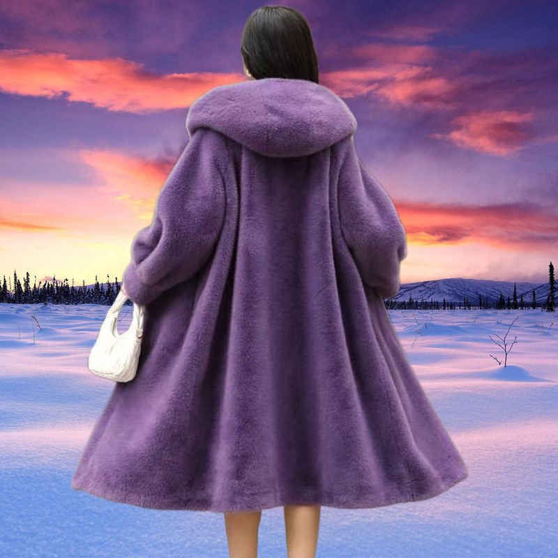 Loose Plus Size Long Leopard Print Fur Coat - Image 15