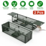2Pack 15.35x4.72x3.94in 2-Door Humane Live Rat Trap Galvanized Iron Rodent Trap Cage Reusable For Home Garden Farm Warehouse