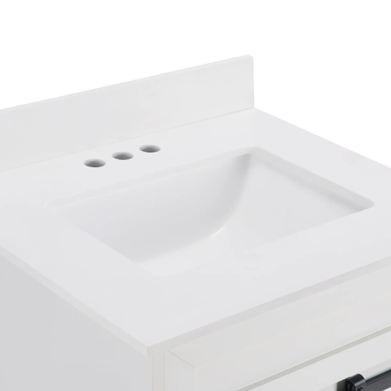 24 Bathroom Vanity With Single Sink Combo, Farmhouse Undermount Bathroom Sink Cabinet With Sliding Barn Doors And 2 Drawers, Freestanding Bathroom Vanities,White - Image 5
