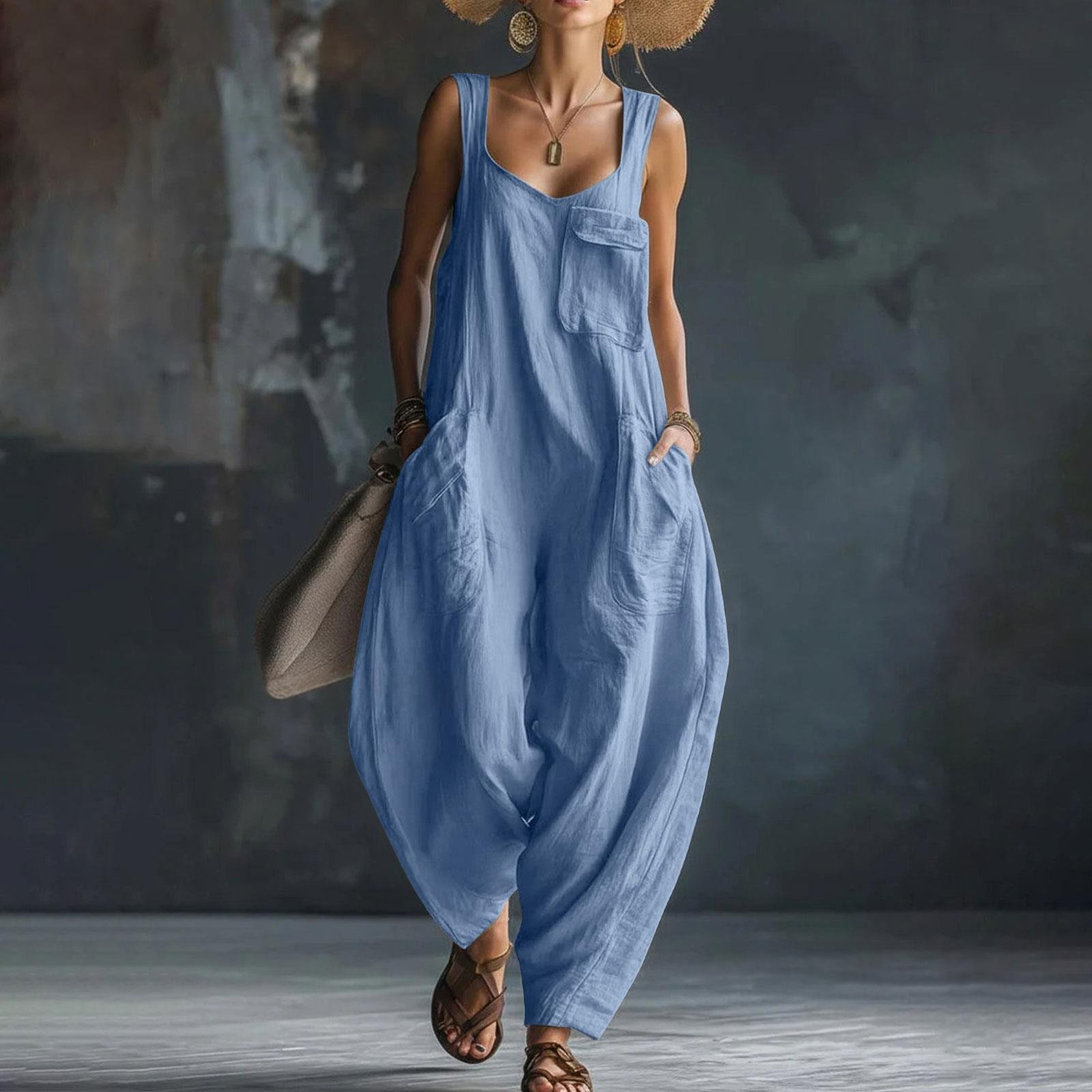 Women's Casual Versatile Solid Color Loose Jumpsuit - Image 6