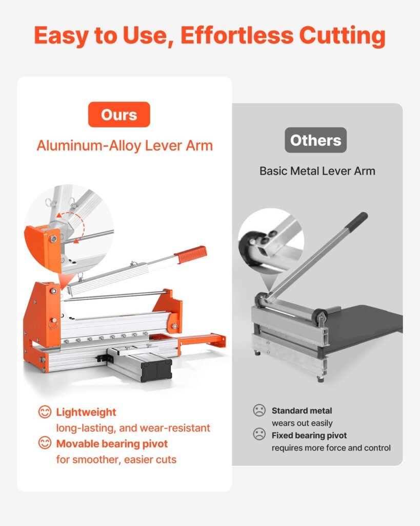 12 Inch Vinyl Floor Cutter, 12mm Thick Laminate Flooring Cutter With Upgraded Labor-Saving Aluminum-Alloy Lever, Telescoping Support Plate, Cuts Certain Engineered Wood, LVT, VCT, SPC, LVP, WPC —