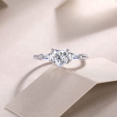 1Large Diamond Ring Luxury Fashion Set Moissanite Silver Ring Prohibit Tk Sales