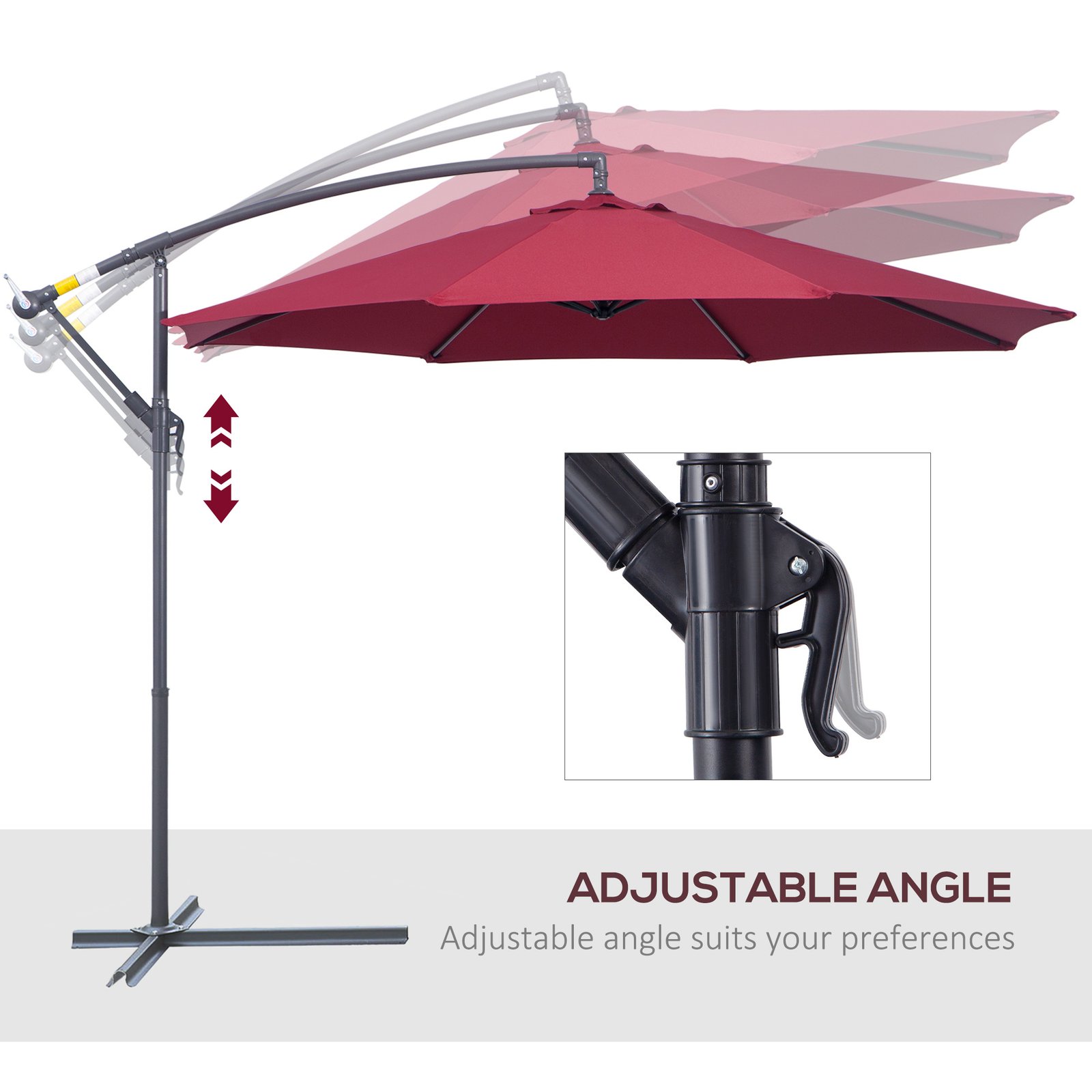 10' Cantilever Patio Umbrellas With UV And Water Resistant For Patio & Backyard Comfortable Red - Image 4