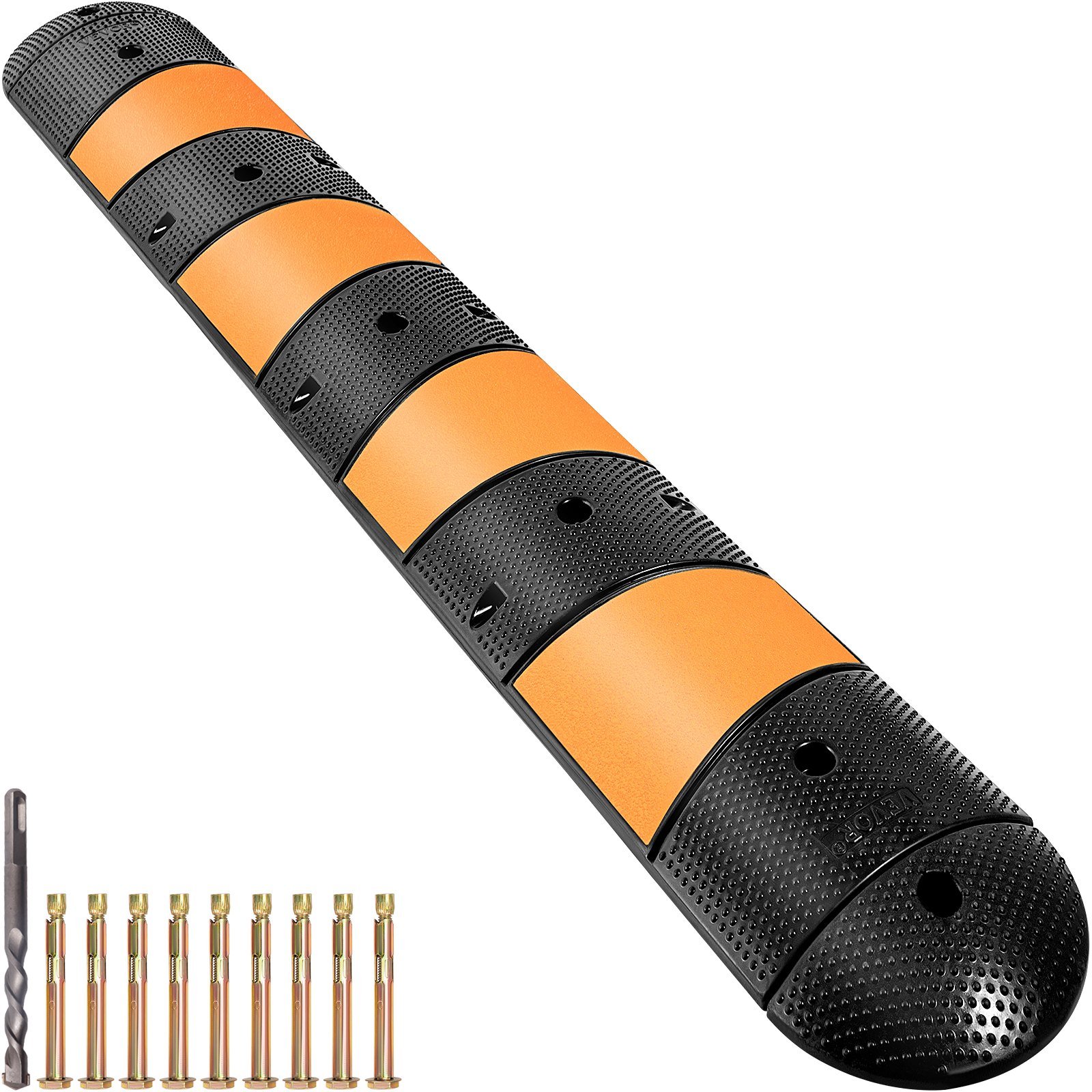 Rubber Speed Bump, 1 Pack 2 Channel Speed Bump Hump, 72 Long Modular Speed Bump Rated 22000 LBS Loading, 72.8 X 12.2 X 2.2 Garage Speed Bump For Asphalt Concrete Gravel Driveway With 2 End Cap - Image 7