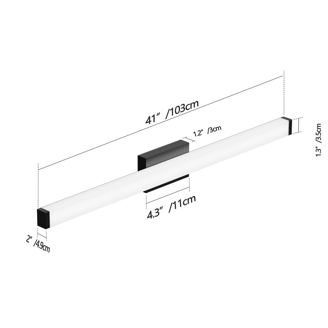 Black Modern Bathroom Light Fixtures Over Mirror 41 Inch LED Vanity Lights Bar For Bath - Image 7