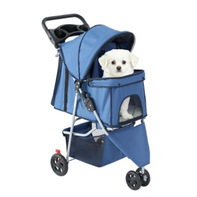 Pet Stroller For Dogs And Cats - Foldable, Lightweight, And Durable -Ideal For Small To Medium Pets - Includes Storage Basket