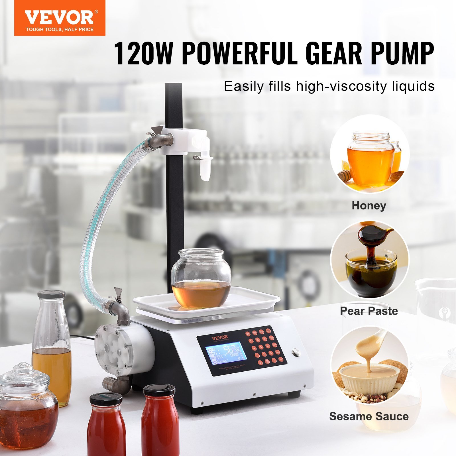 Liquid Filling Machine, 50-5000 G Weighing Capacity, Automatic Bottle Filler Machine Bottling Machine Gear Pump Digital Control For Honey, Oil, Wine, Detergent, Viscous Liquids (Single Nozzle) - Image 2