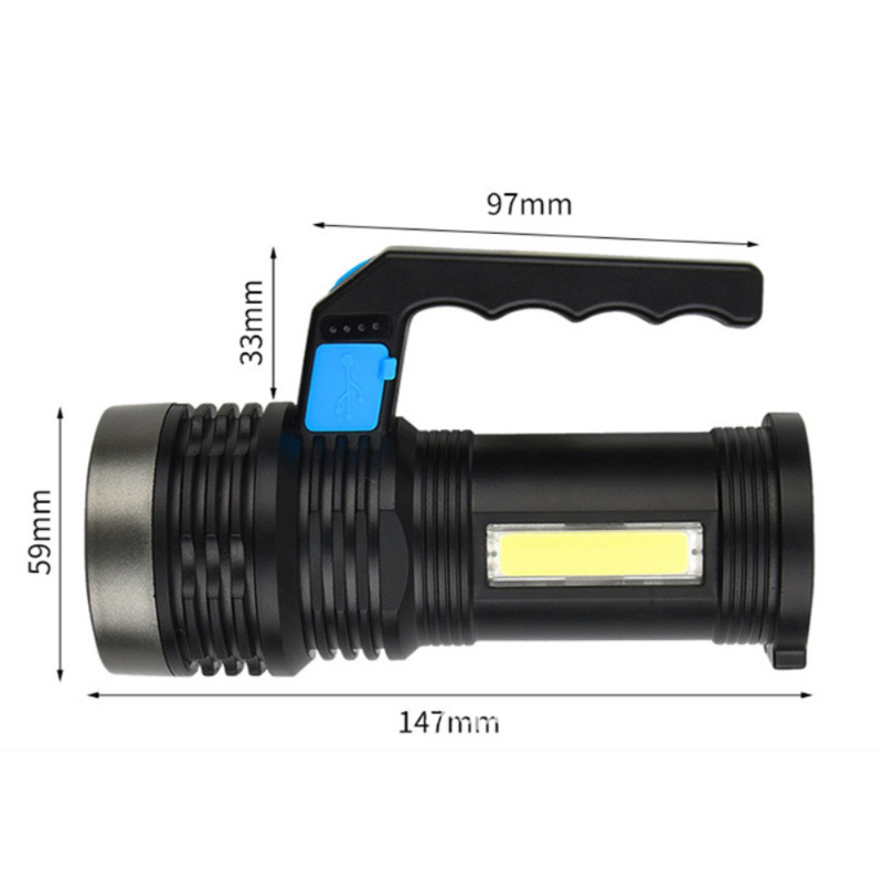 LED Flashlight USB Rechargeable Torch COB Spotlight Camping Light High Lumens Emergency Lamp 3 Modes Waterproof - Image 2