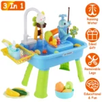 3 In 1 Kitchen Sink Toy With Electric Faucet Water Table Fishing Game Role Play Sink Set Indoor Outdoor For Kids Aged Years Old GPCT5464