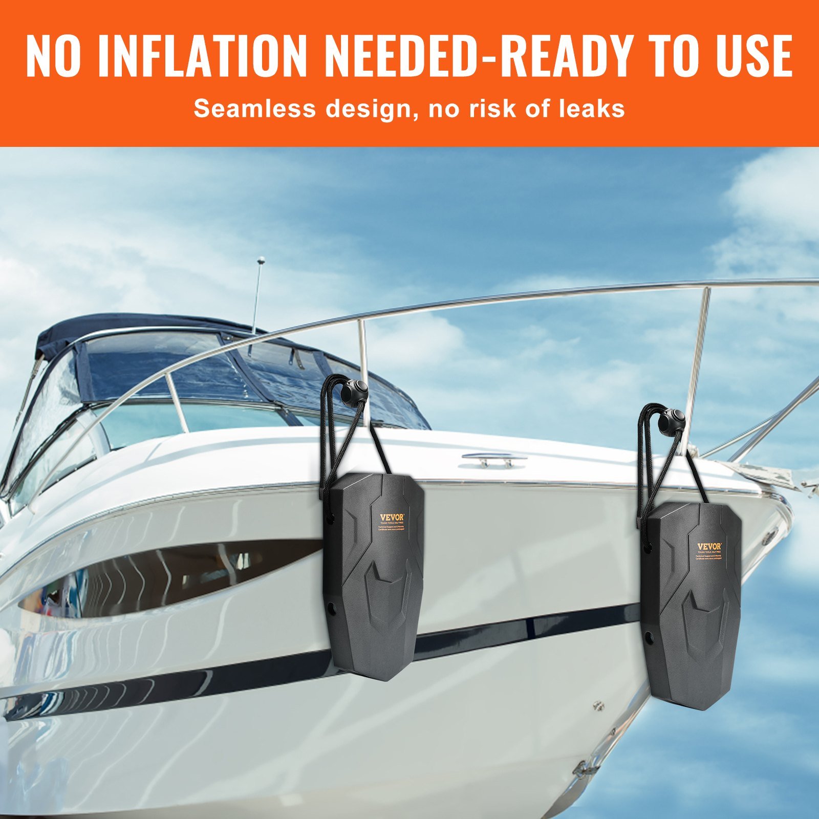 Boat Fenders, 8.6" X 16" Boat Bumpers For Docking, Marine EVA Boat Dock Fender Bumper With Ropes, Cord Locks And Storage Bag, No Inflation Required, For Class A/Class 1/Part Class 2, Black - Image 4