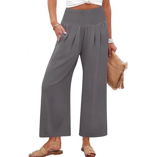 Springautumn Solid-color Womens Cropped High-waist Pants - Image 2