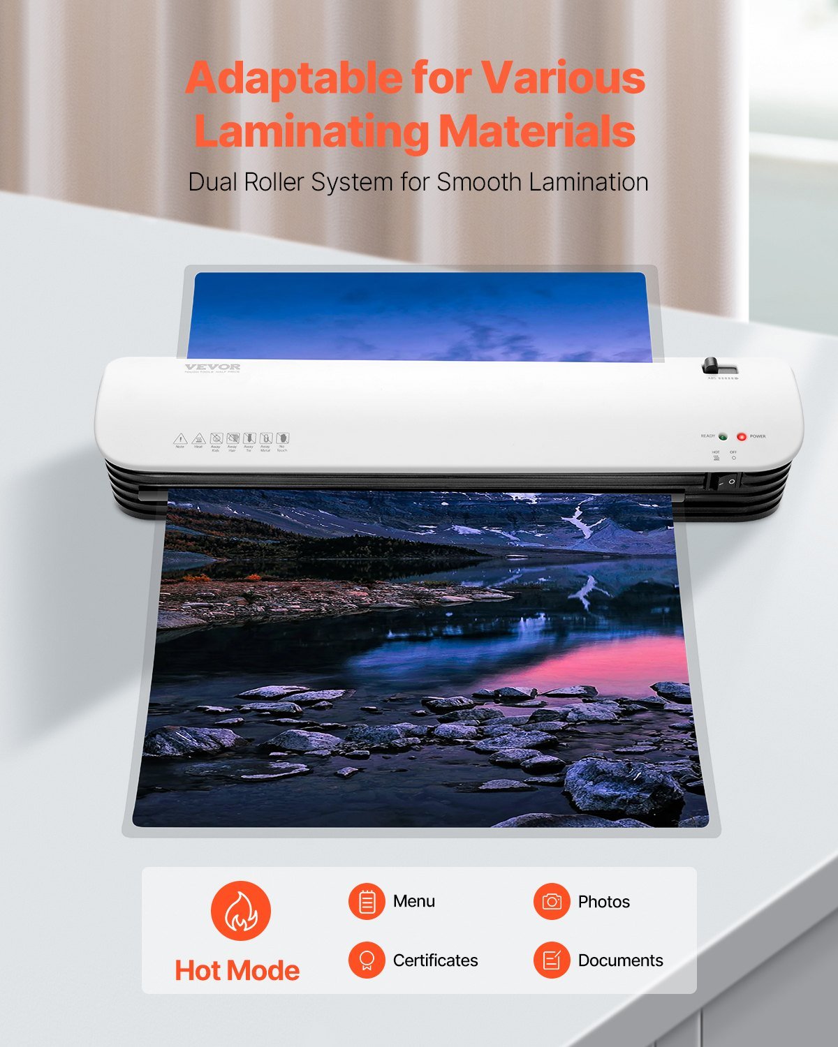 Laminator Machine, Thermal Laminator For Max A3 Paper Size, 2-3 Min Quick Warm Portable Laminator, 3-5 Mil Thickness, Ideal For Home, Office, Business, Or School Supplies, White + Black - Image 2