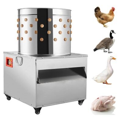 Chicken Poultry Plucker 2200W 240R/min Turkey Chicken Poultry Plucking Machine 23.5inch Barrel Diameter Stainless Steel Feather Plucking Machine With Wheels Defeather Hair Removal Machine