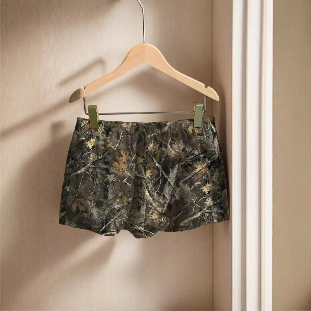 Women's Loose Casual Drawstring Branch Camouflage Printing Shorts - Image 4
