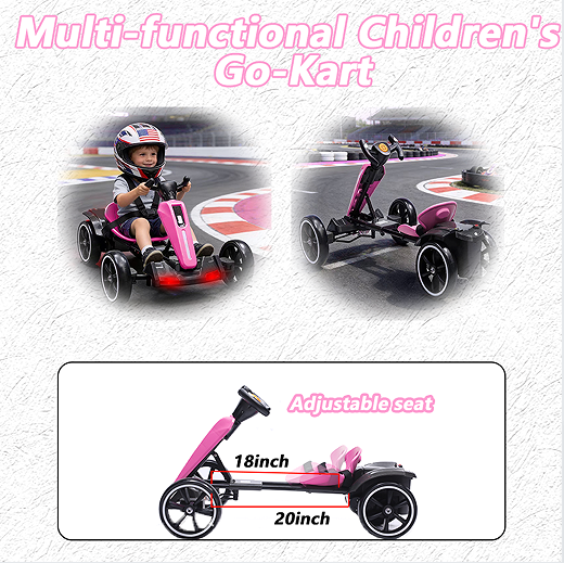 12V Electric Kids Pedal Go Kart, Folder Go Kart, Outdoor Ride On Toy With Adjustable Seat, 4 Non-Slip EVA Wheels For Boys And Girls For Age 3-6 Years Old - Image 10