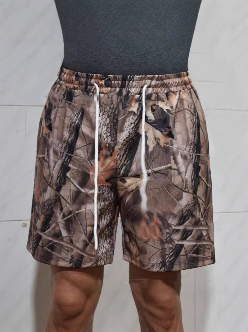 Women's Loose Casual Drawstring Branch Camouflage Printing Shorts - Image 8