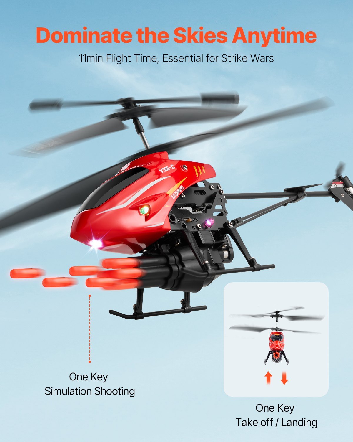 RC Helicopter 3.5 Channel Remote Control Aircraft Toy Shooting Mode Kids Present - Image 2
