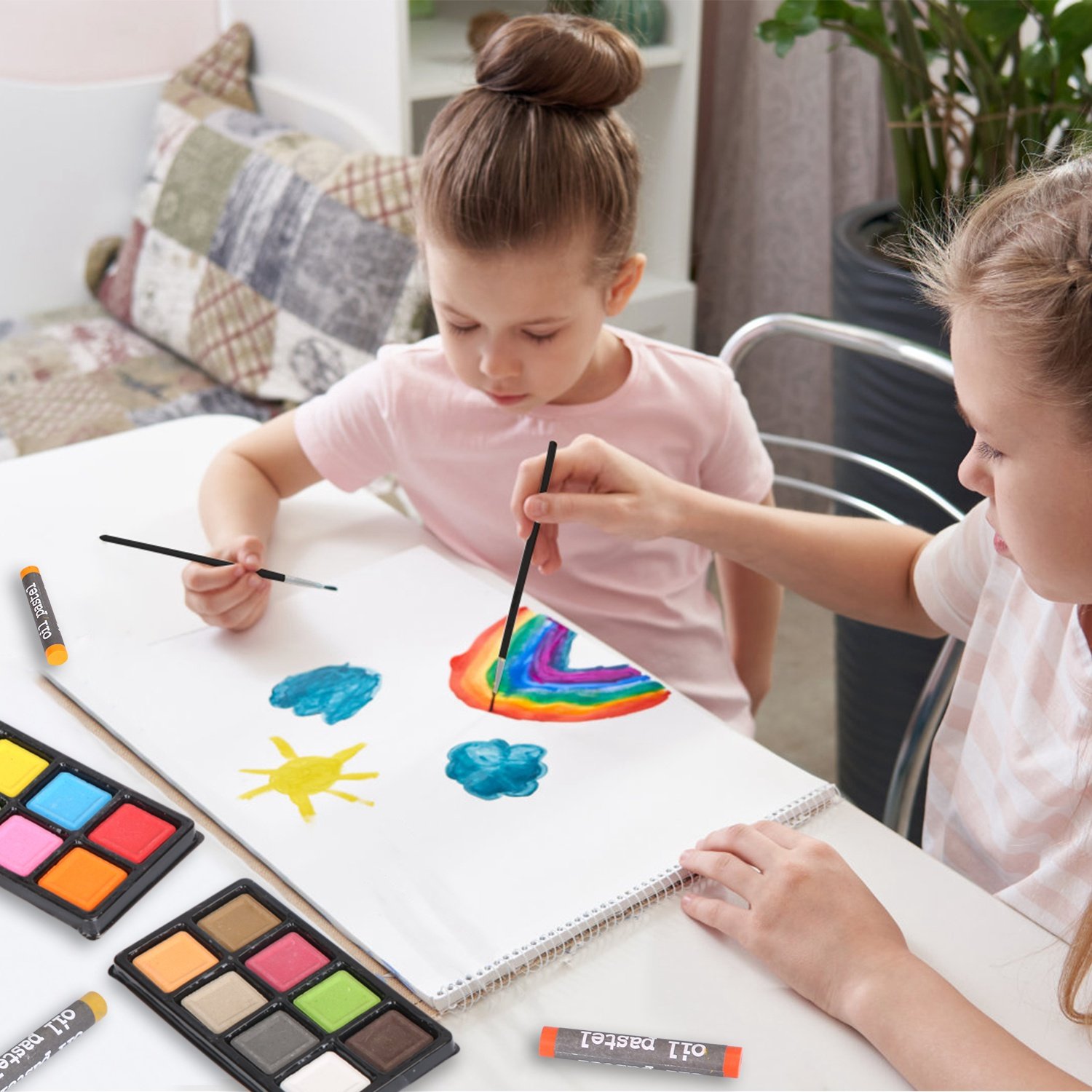 140Pcs Art Supplies With Colored Pencils Oil Pastels Crayons, Watercolor Cakes Brushes Sharpener Eraser In Elegant Wooden Box Professional Art Kit For Kids Adults Beginners Pros Office Supplies - Image 9