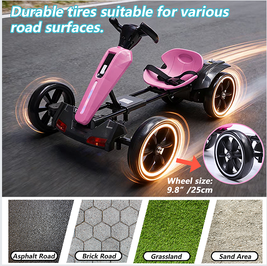 12V Electric Kids Pedal Go Kart, Folder Go Kart, Outdoor Ride On Toy With Adjustable Seat, 4 Non-Slip EVA Wheels For Boys And Girls For Age 3-6 Years Old - Image 9