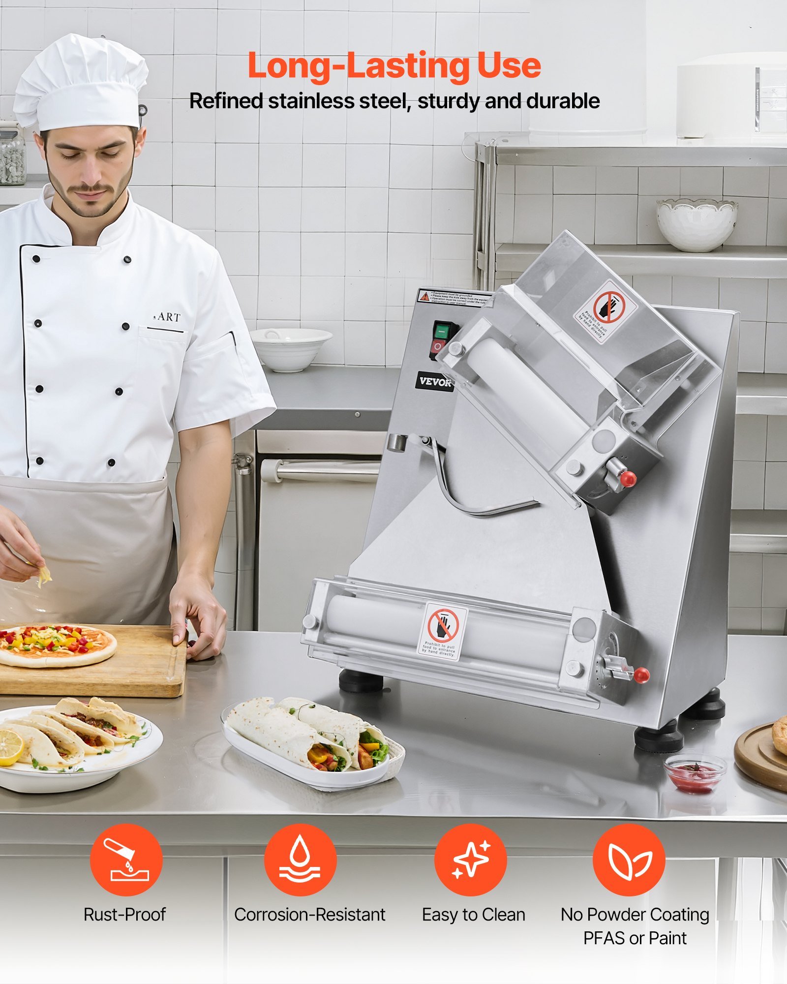 14 Inch Pizza Dough Roller Sheeter Automatic Commercial Pizza Dough Press 370W - Image 5