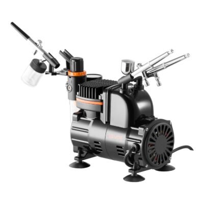 Airbrush Kit, 1/6 HP, Air Brush Kit With Air Compressor, 3 Dual-Action Professional Airbrushes With 3 Tips, Hose, Acrylic Paint, Brush, Low Noise, For Cake Decorating, Model Painting, Nail Art