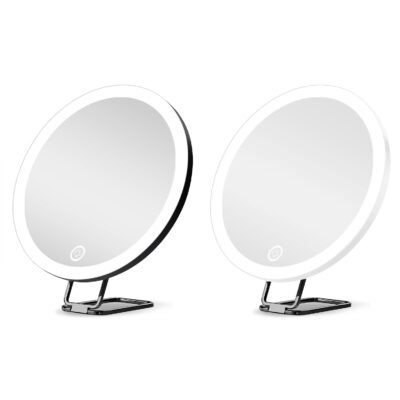 White-Black Options -- 1Pc 30X Magnifying Mirror With Light For Gift 3 Colors Dimmable Brightness Included Tweezer Scissor Travel Magnifying Makeup Mirror With Suction Cup 360 Degree Adjustable Stand