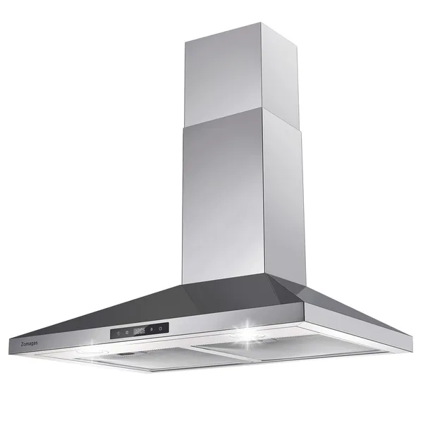 30 Inch Range Hood Wall Mounted 450 CFM Touch Panel Kitchen Stainless Steel Vented