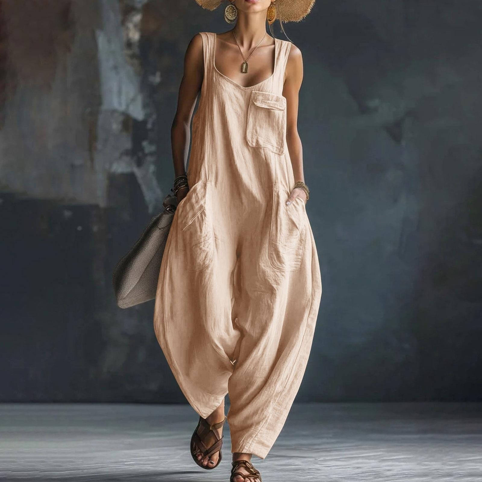 Women's Casual Versatile Solid Color Loose Jumpsuit - Image 9