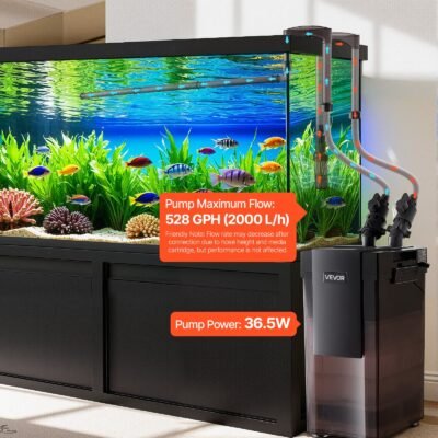 528GPH Canister Filter, 5-Stage External Aquarium Filter With Powerful Pump, Water Circulation Cleaning Machine With Media For Large Fish Tanks And Aquariums Up To 150 Gallons, For Freshwater
