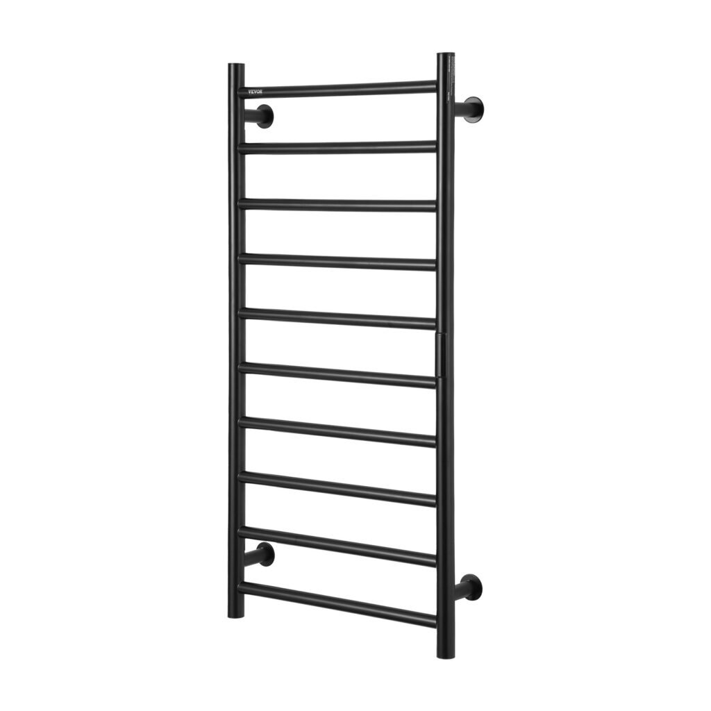10-Bar Towel Warmer Rack Wall Mounted Heated Towel Rack For Bathroom Black —