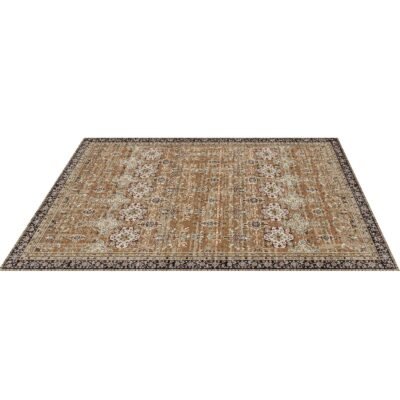 Area Rug, 7.5 X 9.5 Ft Large Washable Rug, Non-Slip And Tear-Resistant Soft Carpet, Pet & Child Friendly Vintage Area Rugs, Indoor Mat For Bedroom, Living Room, Office, Entryway, Brown Green