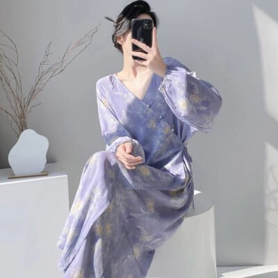 Womens Relaxed-fit Floral-print Simple And Comfortable Dress
