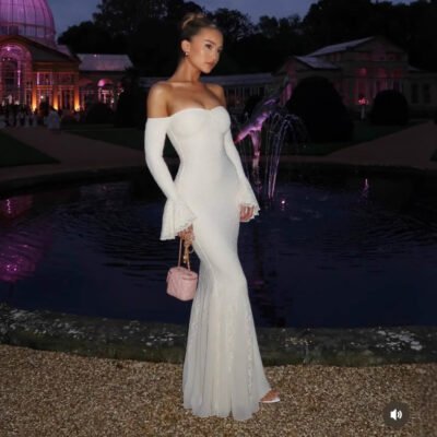 Women's Fashion Sexy Trumpet Sleeve Off-the-shoulder Dress