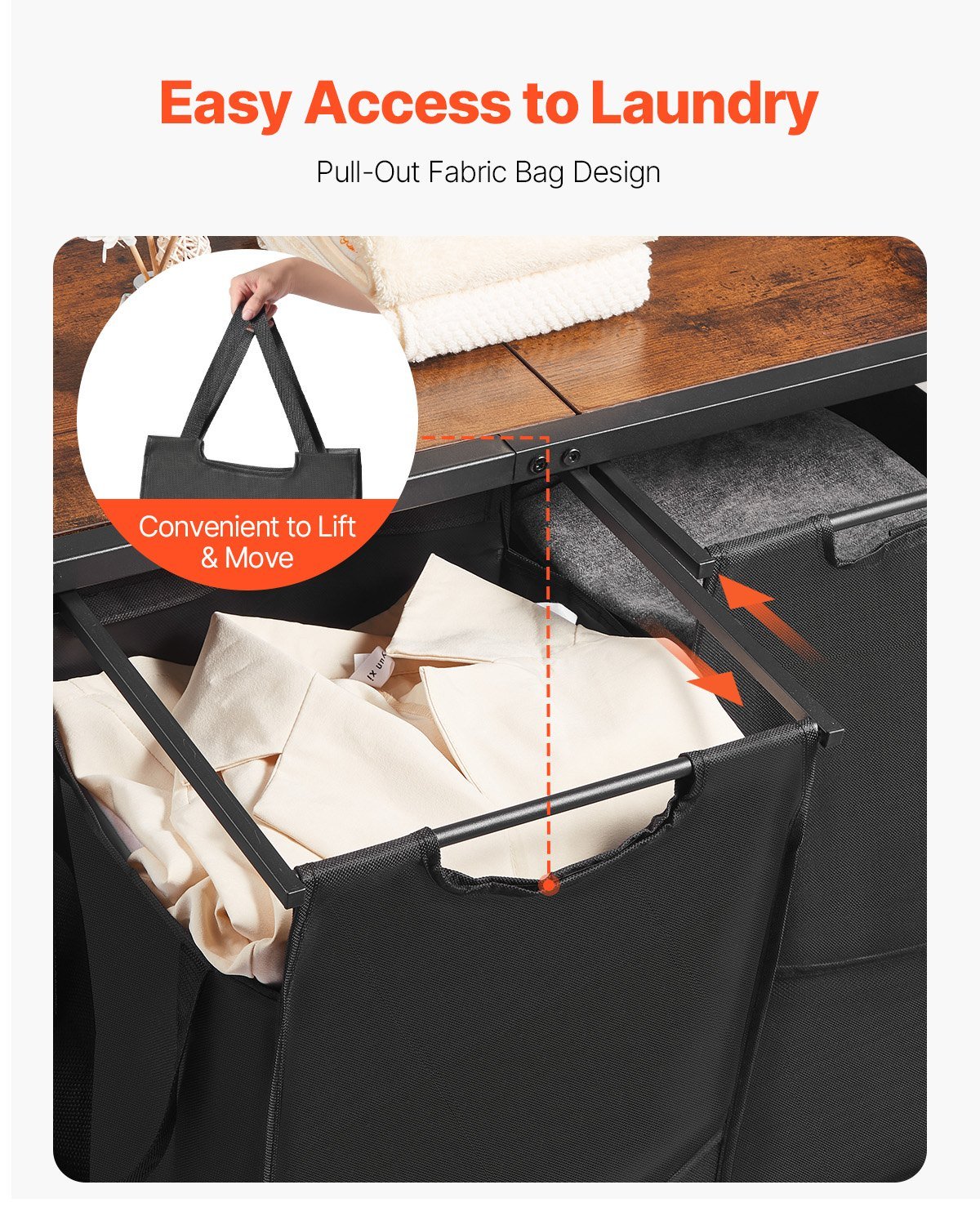 3 Tiers Laundry Sorter With Rack, Tall Laundry Hamper With Shelves And Drawers, 2 Section Freestanding Hanging Rack Storage With 600D Oxford Cloth Bags And Ladder Shelves For Dirty Clothes - Image 4