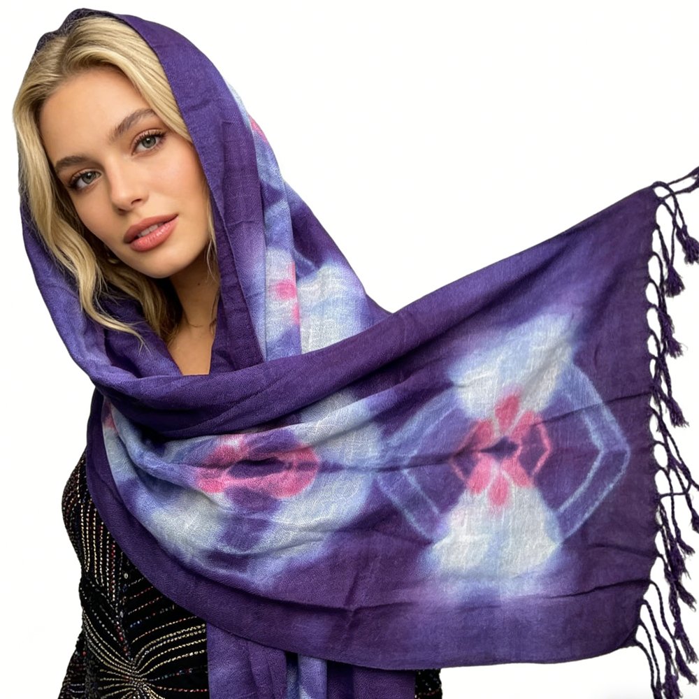 2pcs Lilac Purple Floral Tassel Trim Scarf,offers Graceful Movement Flowy Boho Scarf,vacation,daily Life,evening Party,Office Appropriate Subtlety For Women Men - Image 6