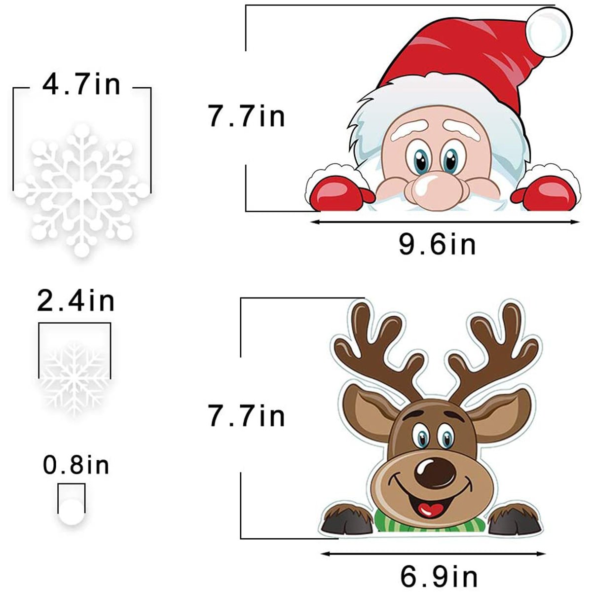 4Sheets Christmas Snowflake Window Clings Stickers For Glass Reusable Double Sided Self Adhesive Static Stickers Xmas Snowflake Reindeer Santa Window Decals Decorations Stickers For Christmas Window D - Image 4