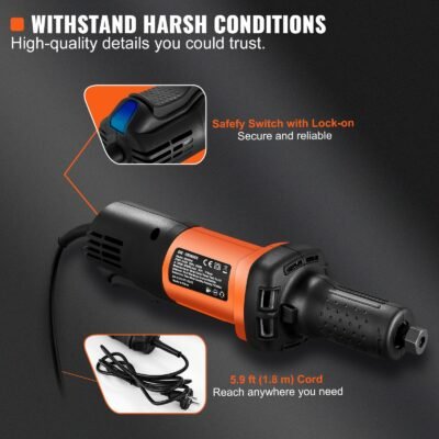 VEVOR Die Grinder, Collet Variable Speed10000-28000RPM, Heavy Duty Electric, Ergonomic Grip For Rust Removal, Grinding, Cutting, Polishing, Welding Repair, Deburring,