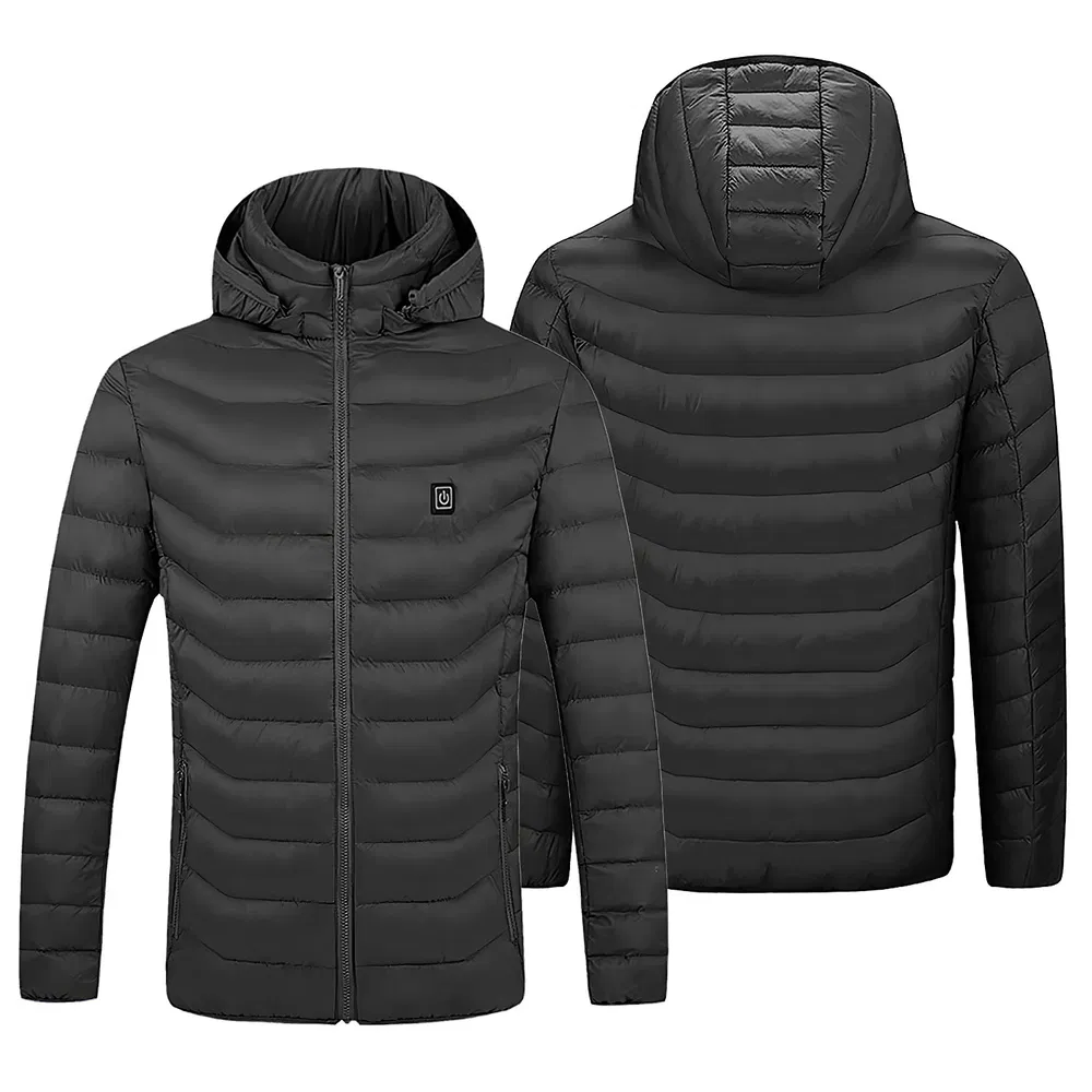 Heated Jacket Electric Heating Coat Lightweight Winter Hooded Jacket With 3-Level Heating Modes 8 Heating Zones Detachable Zipper Hood - Image 9