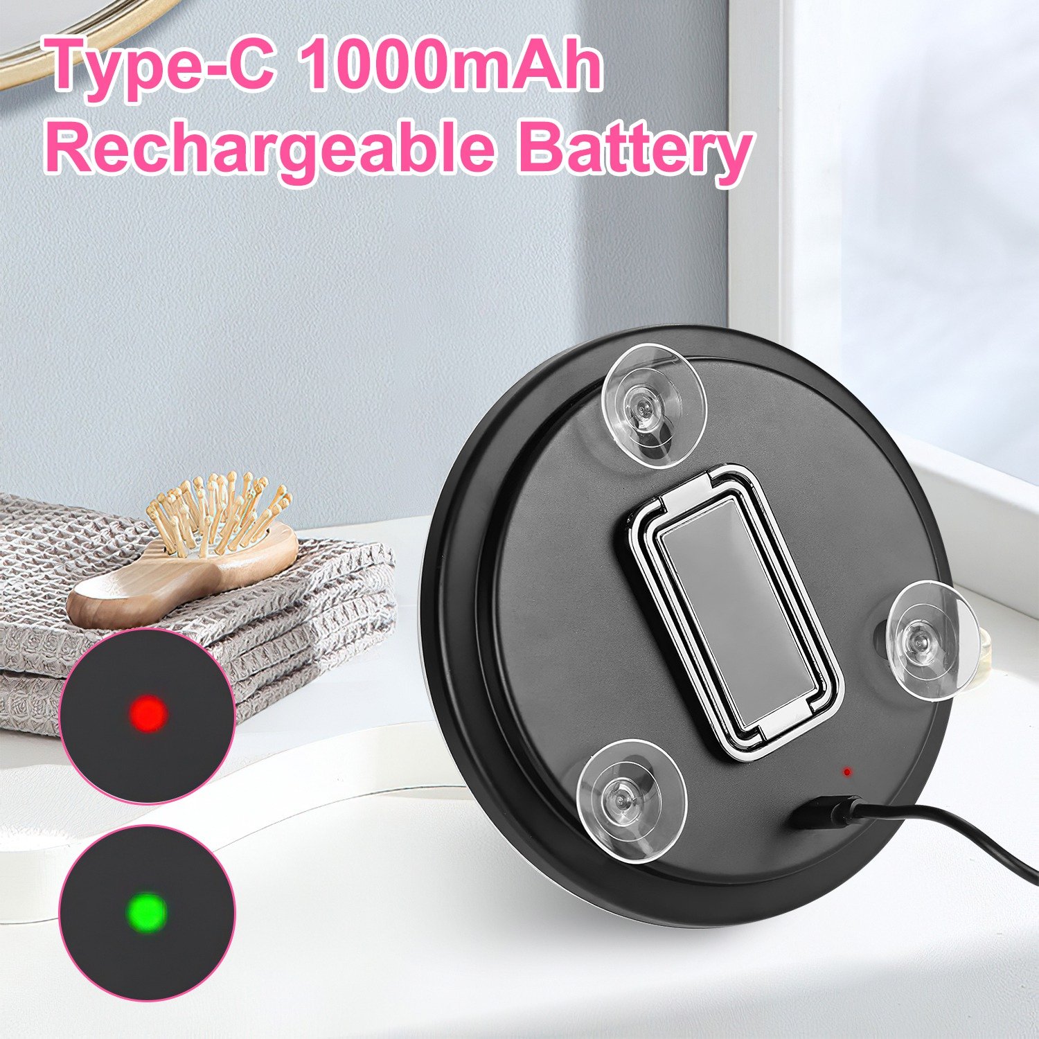 White-Black Options -- 1Pc 30X Magnifying Mirror With Light For Gift 3 Colors Dimmable Brightness Included Tweezer Scissor Travel Magnifying Makeup Mirror With Suction Cup 360 Degree Adjustable Stand - Image 5