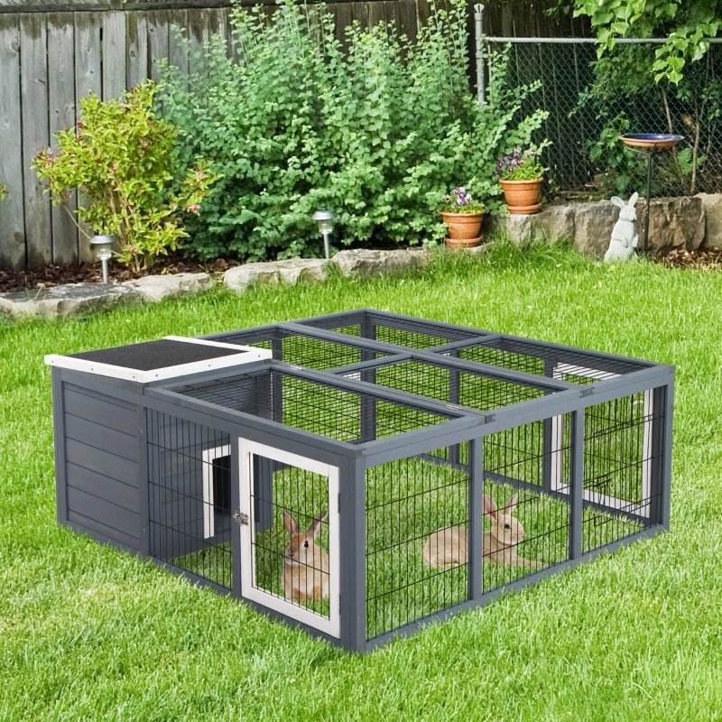 Rabbit Hutch, Waterproof Rabbit House For Small Animals, Gray - Image 8