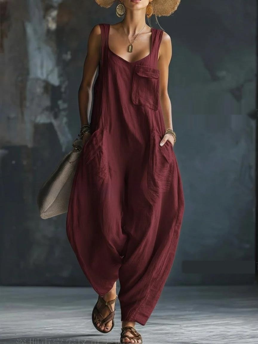 Women's Casual Versatile Solid Color Loose Jumpsuit - Image 2