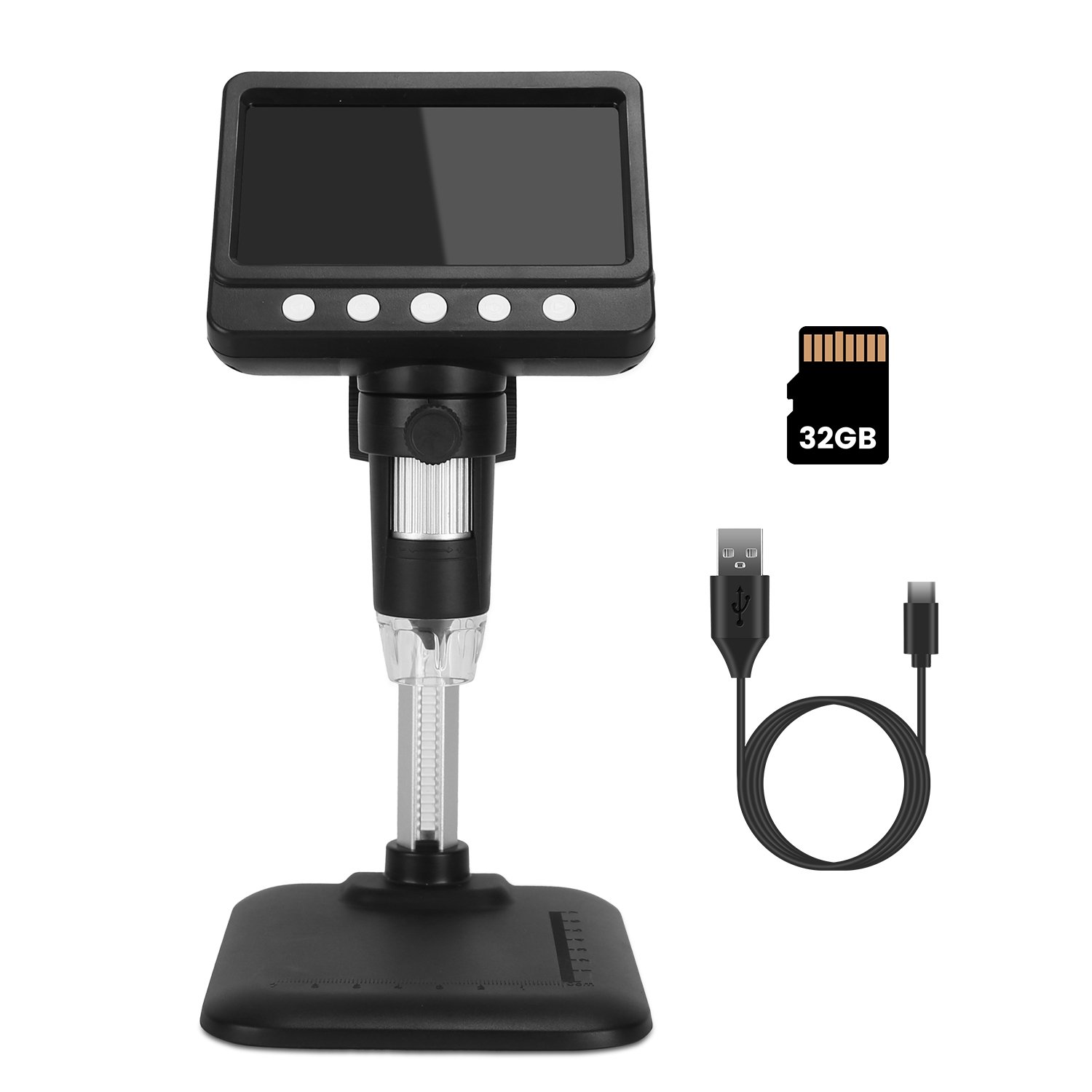 1Pc 4.3Inch LCD Digital Microscope 1,000X 1080P Photo Video Error Coin Magnifier With 8 Dimmable LED Lights PC Views Compatible With MacOS Windows Included 32GB Card - Image 2