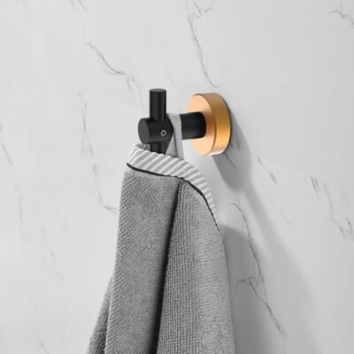 Round Base Wall Hanging Hook With Screws- Black Gold Hook