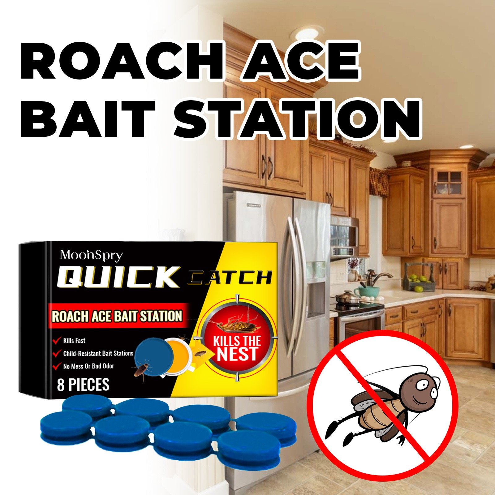 8pcs In 1box, Roach Killer Indoor Infestation, Roach Bait Gel Roach Traps Roach Repellent, Cockroach Killer Indoor Home For Small Large Cockroaches - Image 2