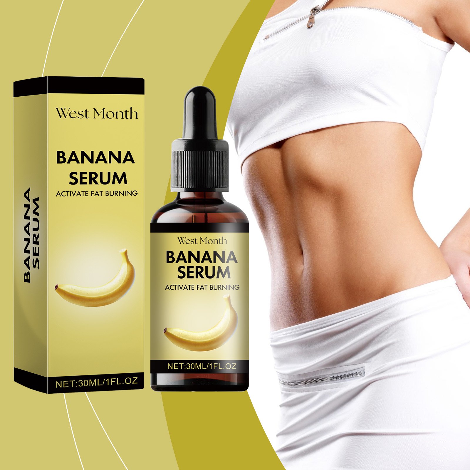 West&Month Banana Body Essential Oil Nourishes Waist Arm Light Skin Show Figure Massage Treatment - Image 2