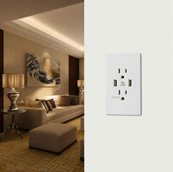 Dual USB Wall Outlet Port 15A Power Socket Charger AC Receptacle Plate Panel 110 - Image 4