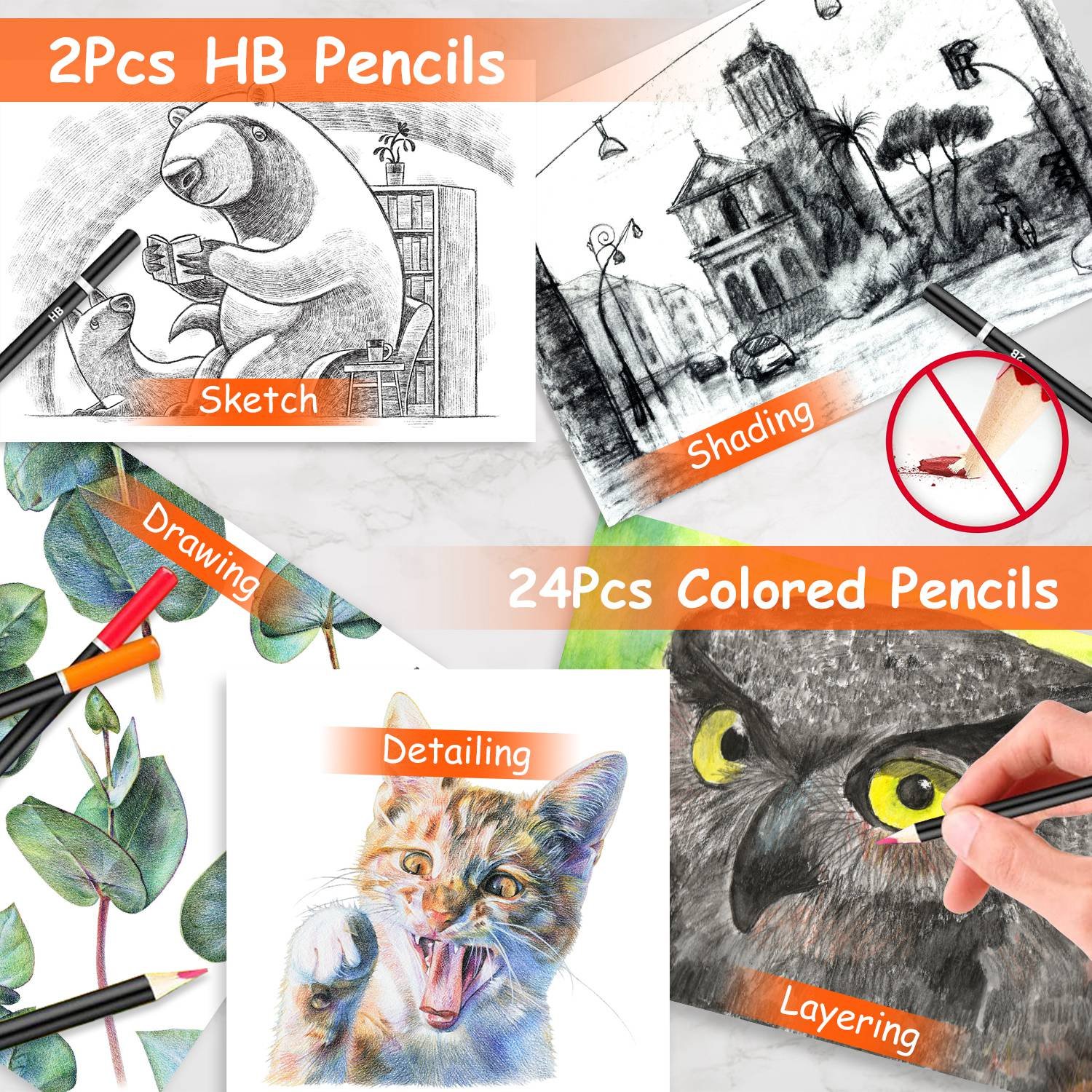 140Pcs Art Supplies With Colored Pencils Oil Pastels Crayons, Watercolor Cakes Brushes Sharpener Eraser In Elegant Wooden Box Professional Art Kit For Kids Adults Beginners Pros Office Supplies - Image 3