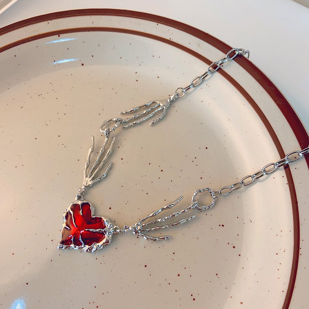 Personalized Punk Dark Red Love Pendant Necklace - Image 2